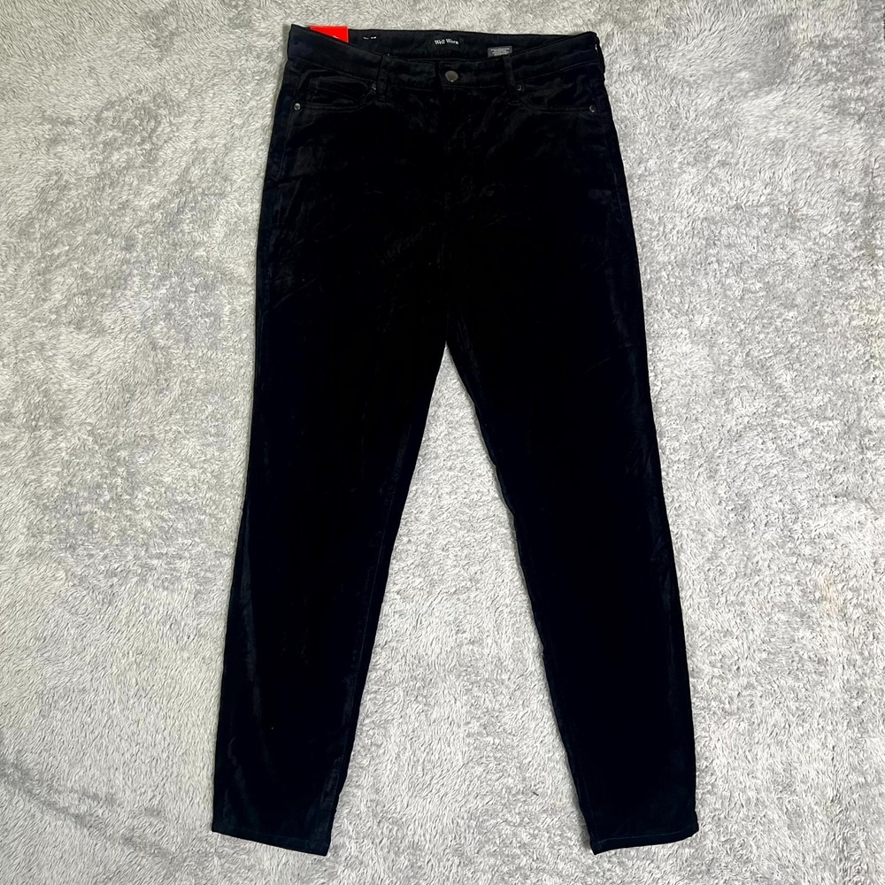 Well Worn Pants Womens 8/29 Black Luxe‎ Velvet Stretch High Rise Tapered Leg